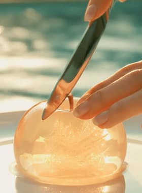 Cutting Fruit ASMR AI video cover showing sliced fruit and cutting visuals