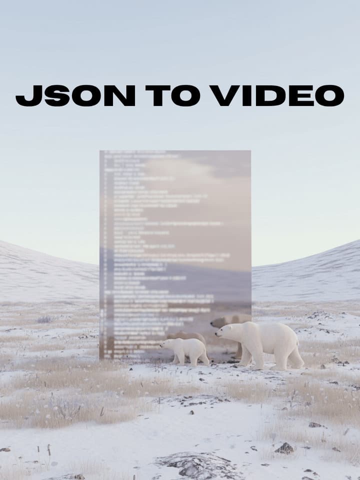 AI JSON to video workflow example showing structured data visualization
