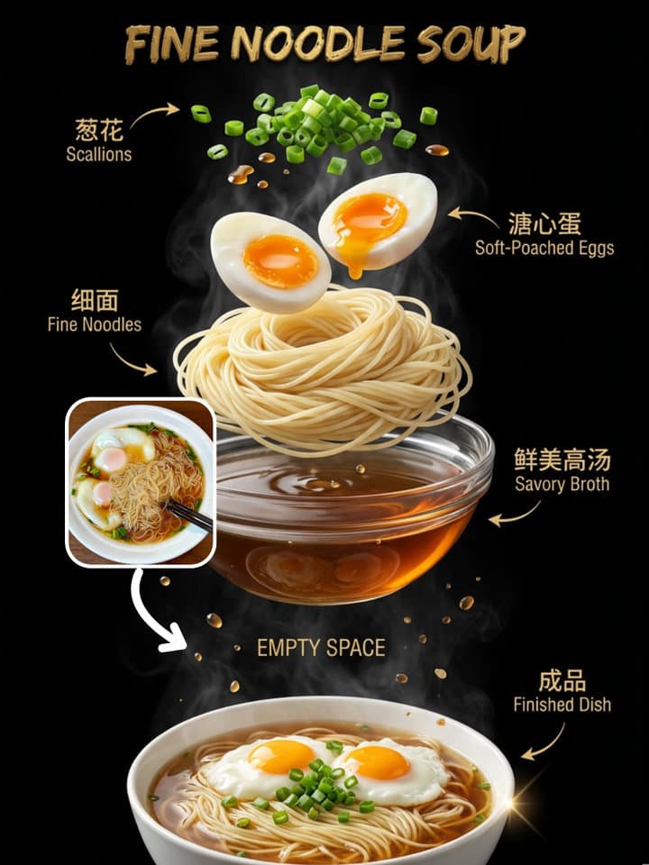AI-generated food flowchart poster showing beautiful recipe visualization
